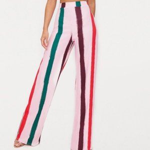 PrettyLittleThing- LIGHT PINK MULTI THICK STRIPE WIDE LEG PANTS (4)